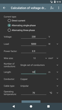 Electrical Calculations Screenshot
